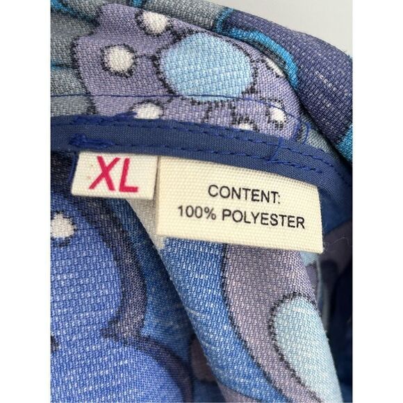 CeliaB Merapi Belted Puff Sleeve Corduroy Print Midi Dress Blue Women’s Size XL - Picture 11 of 12